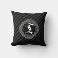 Elegant Goth Initial T Throw Pillow