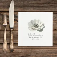 Modern Elegant Anenome Flower Wedding Cocktail Napkins