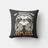 Funny Sloth Yoga Resolution Throw Pillow