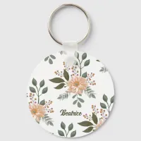 Floral Pattern - Personalized Keychain