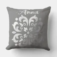 Tranquil Silver & Gray Monogram | Outdoor Pillow