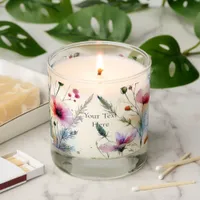 Watercolor Flower FLoral Scented Candle