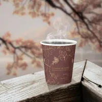 Golden Leaf Pattern Wedding Gold/Burgundy ID655 Paper Cups