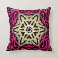 Hot Pink Black & Gold Celtic Star Big Cushion