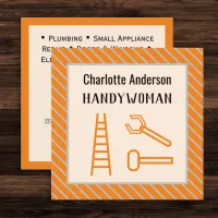 Handywoman Modern Orange Customizable QR Code Square Business Card