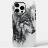 Majestic wolf among foggy mountains and tall pines iPhone 16 pro max case