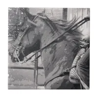 Horse Show Grunge Black and White Ceramic Tile