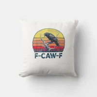 F-Caw-F Funny Raven Crow Vintage Gothic Bird Pun M Throw Pillow
