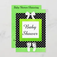 Lime Green & Black Polka Dot Baby Shower Invites