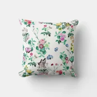 Pretty Butterflies and Flowers Throw Pillow