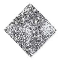 Bold Black and White Graphic Design Floral Bandana