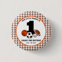 1 Ball Sports Theme Boy’s 1st Birthday Button