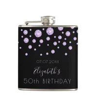 Birthday purple black diamonds monogram flask