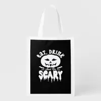 Eat Drink And Be Scary Halloween Retro Classic Grocery Bag