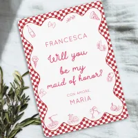 Chic Italian-Themed Fun Maid of Honor Proposal  Note Card