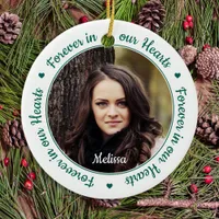 Memorial Forever in our Hearts Modern 2 Photo  Ceramic Ornament