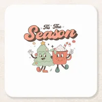 Tis The Season Creative Style Cute Design Square Paper Coaster