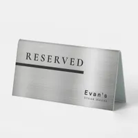 Elegant Clean Silver Shiny Typography Reserved Table Tent Sign