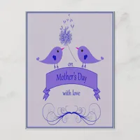Mother's Day with Love and Blue Birds Postcard