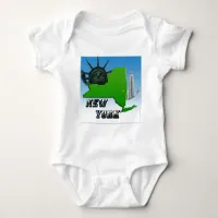 New York Map, Statue of Liberty, Monument Baby Bodysuit