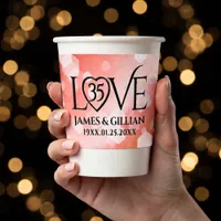 Elegant 35th Coral Wedding Anniversary Celebration Coffee Cup Sleeve