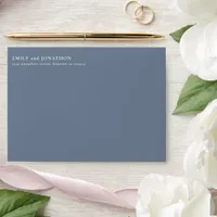 Minimalist Dusty Blue Return Name Address Wedding Envelope