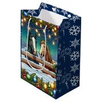 Two Festive Cartoon Horses in Comic Book Style Medium Gift Bag