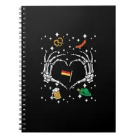Oktoberfest Skeleton Hand Heart Flag German  Notebook