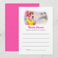 Beach Please Flamingo Bachelorette Advice Card