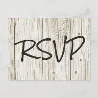 Rustic Wood Wedding RSVP Invitation Postcard