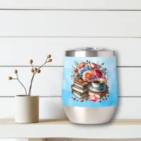 Coffee, Books and Flowers Personalized Thermal Wine Tumbler