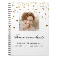 Guest book memorial white gold hearts photo