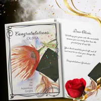 Red Protea Graduation Card with Elegant Frame