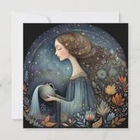 Aquarius Water Bearer Zodiac Astrology Birthday Card