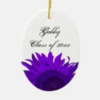 Purple Pop Art Sunflower Graduation Photo Ceramic Ornament