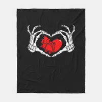 Scary Skeleton Hands And Red Heart Creepy Spooky V Fleece Blanket