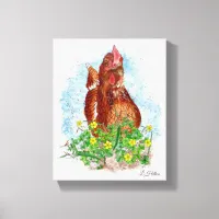 Hand drawn Chicken Art Canvas Print