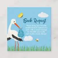 Cute Rustic Blue Stork Baby Shower Enclosure Card