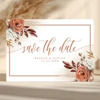 Rustic Terracotta Flowers Pampas Save The Date Enclosure Card