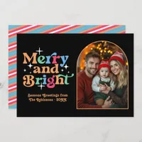Nordic Winter Modern Retro Christmas Family Photo Holiday Card