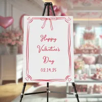 Cute Red Bow Valentine's Day Party Welcome Sign
