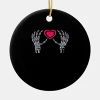 Skeleton Hands Heart Cute Ceramic Ornament