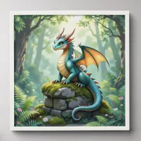 Whimsical Dragon on Ancient Stone Peel And Stick Photo Tile