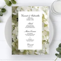 White Hydrangea Flower Wedding Menu