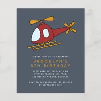 Budget Helicopter Boy's Birthday Party Invitation