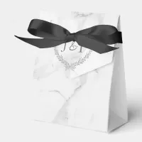 Elegant Marble and Wreath Wedding Treat Bag Favor Boxes