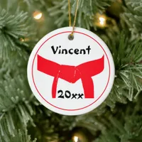 Martial Arts Red Belt Ceramic Ornament