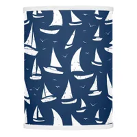 Sailing Boats Navy Blue and White Nautical Yacht Lamp Shade