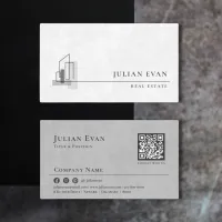 Minimalistic House Logo Black and White Realtor Business Card