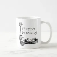 I'd Rather Be Reading with Vintage Illustration Coffee Mug